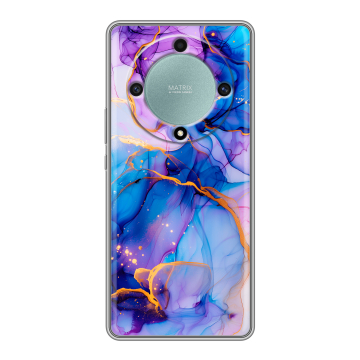 Силиконовый чехол на Huawei Honor X9a с принтом синий мрамор