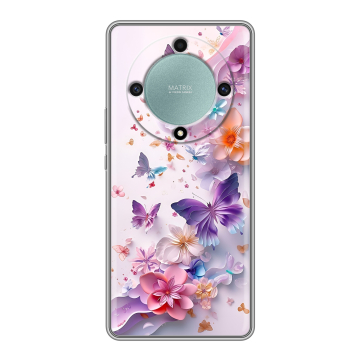 Силиконовый чехол на Huawei Honor X9a с принтом цветы бабочки