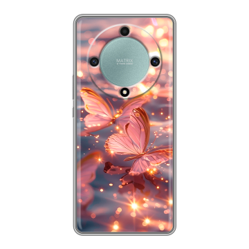 Силиконовый чехол на Huawei Honor X9a с принтом бабочки розовые