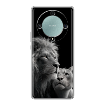 Силиконовый чехол на Huawei Honor X9a с принтом Лев кошки