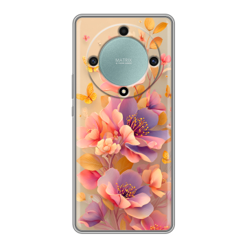 Силиконовый чехол на Huawei Honor X9a с принтом Цветы и бабочки