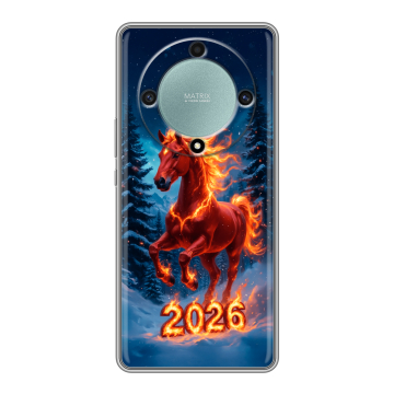 Силиконовый чехол на Huawei Honor X9a с принтом Новый год коня