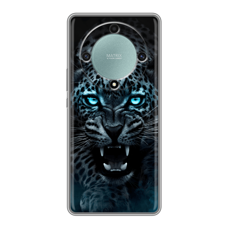 Силиконовый чехол на Huawei Honor X9a с принтом Темный леопард Силиконовый чехол на Huawei Honor X9a с принтом Темный леопард