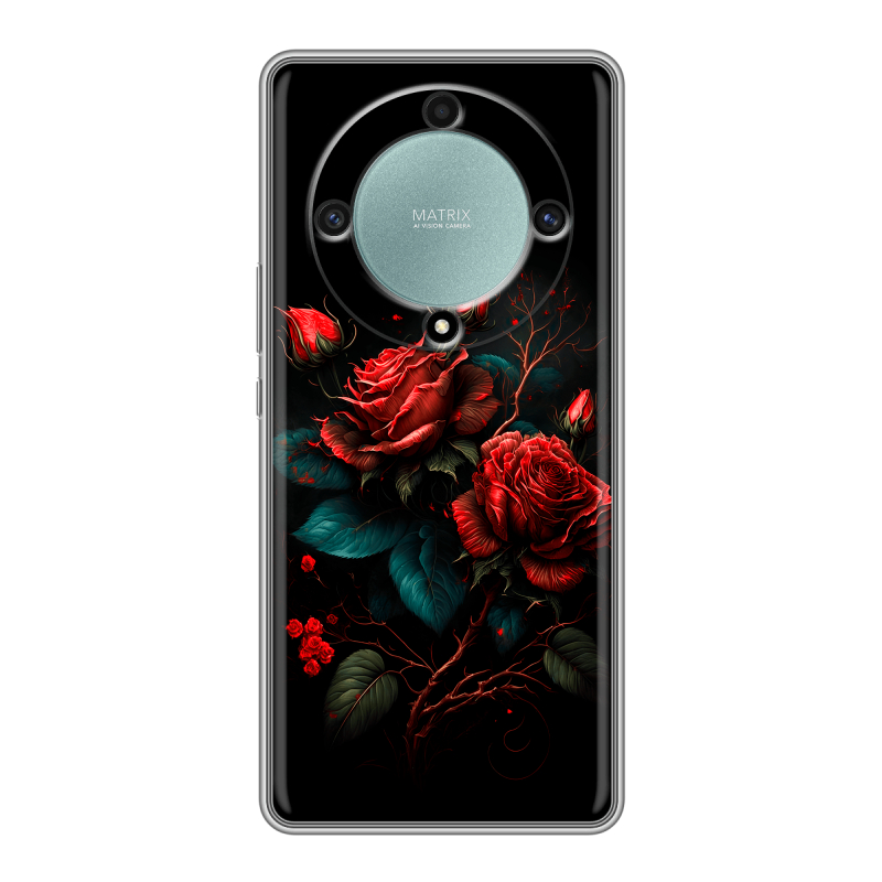 Силиконовый чехол на Huawei Honor X9a с принтом Розы красные Силиконовый чехол на Huawei Honor X9a с принтом Розы красные