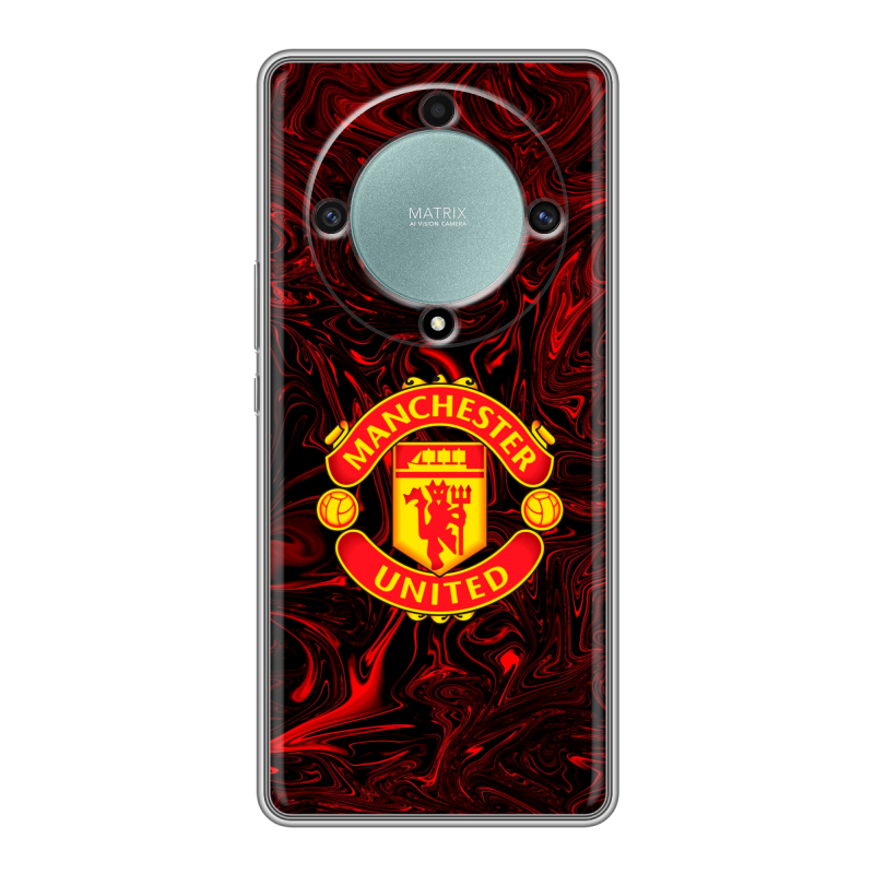 Силиконовый противоударный чехол на Huawei Honor X9a с принтом Manchester United Силиконовый противоударный чехол на Huawei Honor X9a с принтом Manchester United