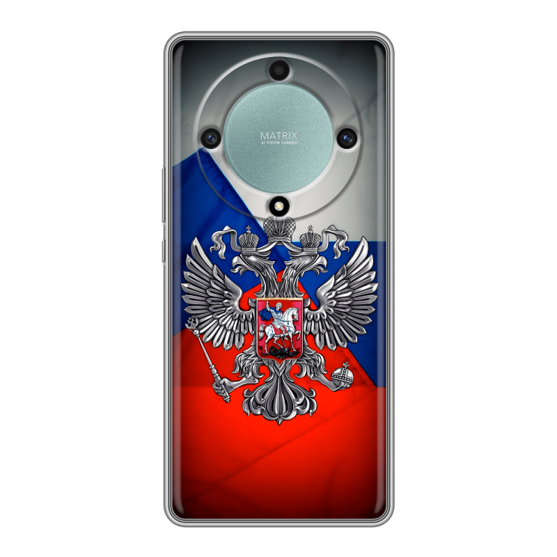 Силиконовый чехол на Huawei Honor X9a с принтом Флаг России Силиконовый чехол на Huawei Honor X9a с принтом Флаг России