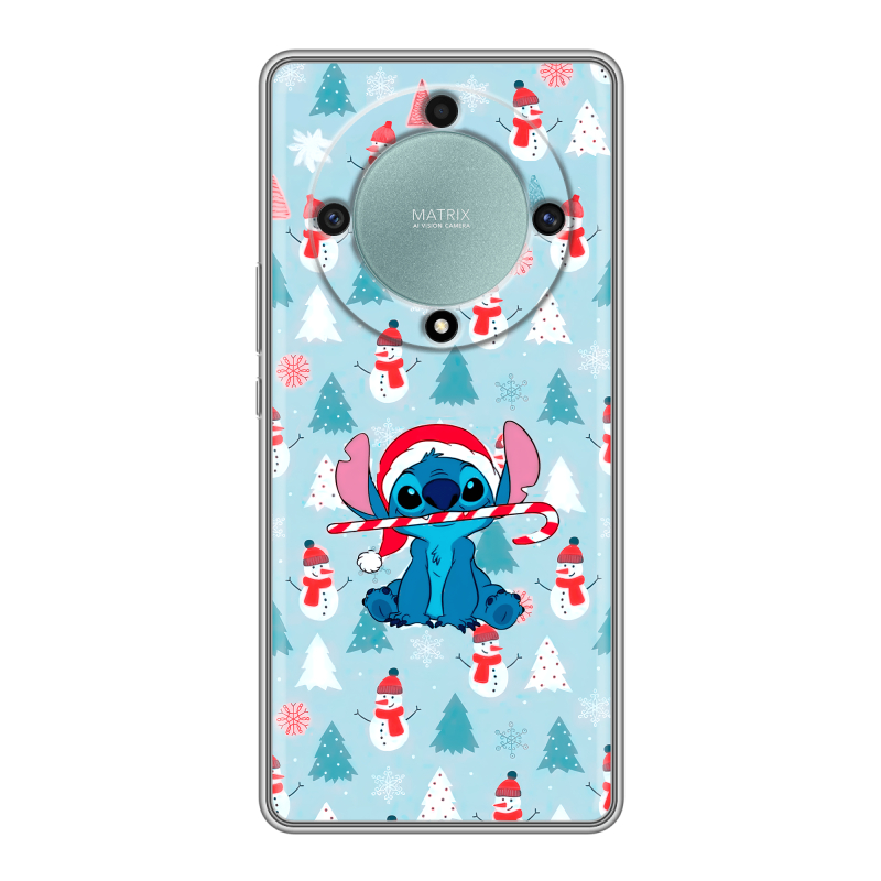Силиконовый противоударный чехол на Huawei Honor X9a с принтом Стич Новый год Силиконовый противоударный чехол на Huawei Honor X9a с принтом Стич Новый год