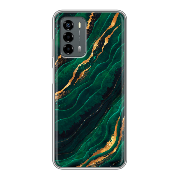 Силиконовый чехол на ZTE Blade V40 Vita с принтом Мрамор зеленое золото