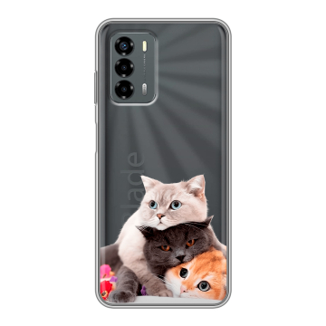 Силиконовый чехол на ZTE Blade V40 Vita с принтом Кошки