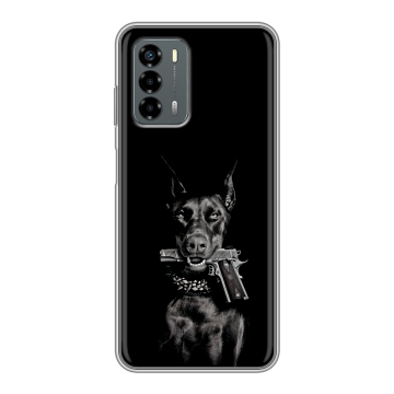 Силиконовый чехол на ZTE Blade V40 Vita с принтом Доберман и пистолет