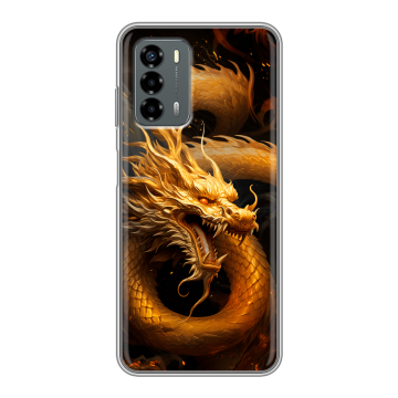 Силиконовый чехол на ZTE Blade V40 Vita с принтом Золотой дракон