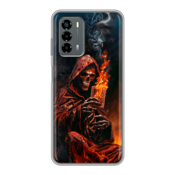 Силиконовый чехол на ZTE Blade V40 Vita с принтом Скелет и карты Силиконовый чехол на ZTE Blade V40 Vita с принтом Скелет и карты