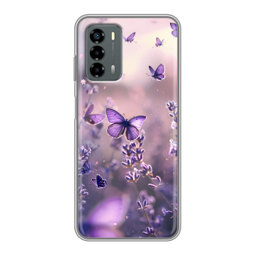 Силиконовый чехол на ZTE Blade V40 Vita с принтом бабочки и лаванда Силиконовый чехол на ZTE Blade V40 Vita с принтом бабочки и лаванда