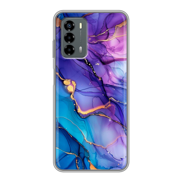 Силиконовый чехол на ZTE Blade V40 Vita с принтом синий мрамор Силиконовый чехол на ZTE Blade V40 Vita с принтом синий мрамор