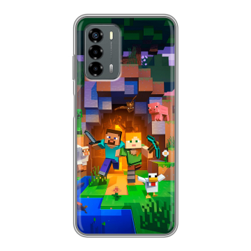 Силиконовый чехол на ZTE Blade V40 Vita с принтом Майнкрафт Minecraft