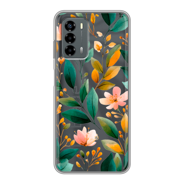 Силиконовый чехол на ZTE Blade V40 Vita с принтом Цветы паттерн