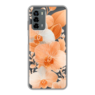Силиконовый чехол на ZTE Blade V40 Vita с принтом Бежевые цветы