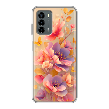 Силиконовый чехол на ZTE Blade V40 Vita с принтом Цветы и бабочки