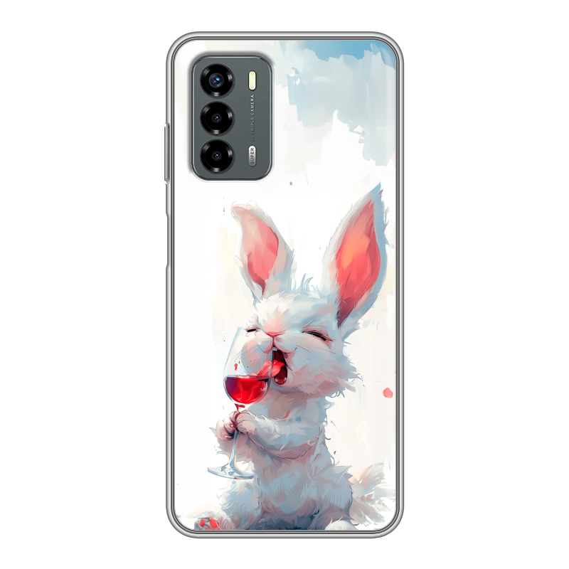 Силиконовый чехол на ZTE Blade V40 Vita с принтом кролик зайчик Силиконовый чехол на ZTE Blade V40 Vita с принтом кролик зайчик