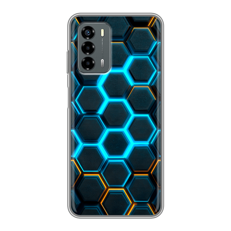 Силиконовый чехол на ZTE Blade V40 Vita с принтом Неоновые соты Силиконовый чехол на ZTE Blade V40 Vita с принтом Неоновые соты