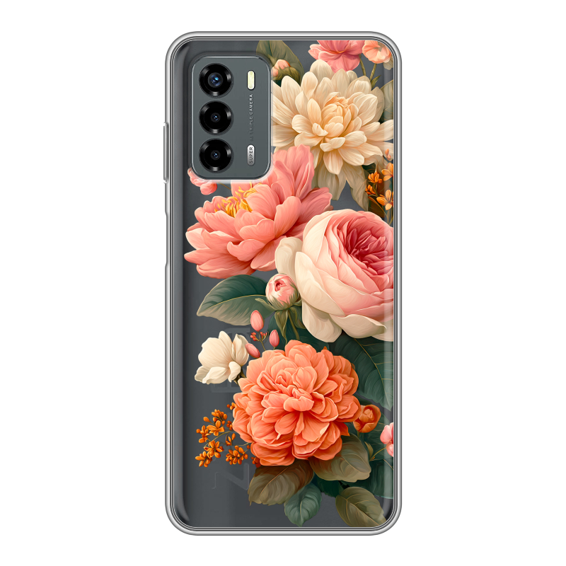 Силиконовый чехол на ZTE Blade V40 Vita с принтом цветы Силиконовый чехол на ZTE Blade V40 Vita с принтом цветы