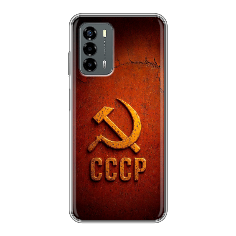 Силиконовый чехол на ZTE Blade V40 Vita с принтом Флаг Герб СССР Силиконовый чехол на ZTE Blade V40 Vita с принтом Флаг Герб СССР
