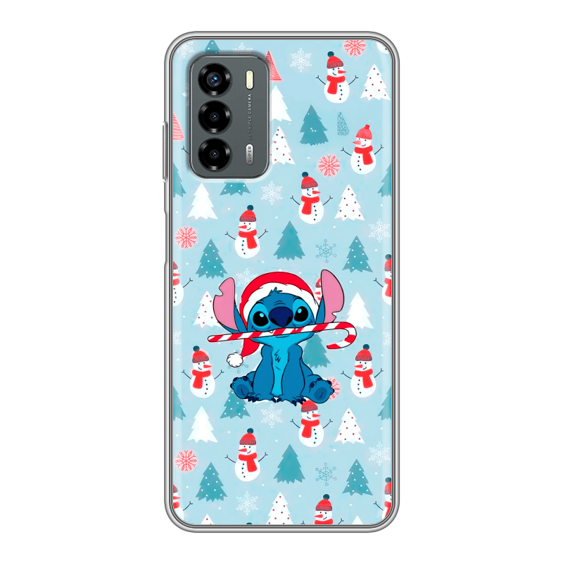 Силиконовый чехол на ZTE Blade V40 Vita с принтом Стич Новый год Силиконовый чехол на ZTE Blade V40 Vita с принтом Стич Новый год