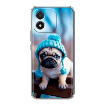 Силиконовый чехол на Huawei Honor X5 с принтом Мопс в шапке Силиконовый чехол на Huawei Honor X5 с принтом Мопс в шапке
