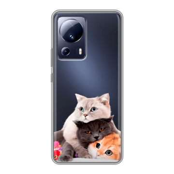 Силиконовый чехол на Xiaomi 13 Lite с принтом Кошки Силиконовый чехол на Xiaomi 13 Lite с принтом Кошки