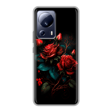 Силиконовый чехол на Xiaomi 13 Lite с принтом Розы красные Силиконовый чехол на Xiaomi 13 Lite с принтом Розы красные