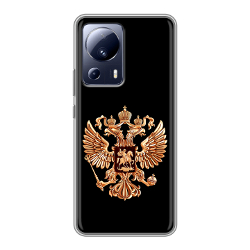 Силиконовый чехол на Xiaomi 13 Lite с принтом Герб России золотой