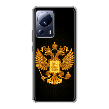 Силиконовый чехол на Xiaomi 13 Lite с принтом Герб России желтый Силиконовый чехол на Xiaomi 13 Lite с принтом Герб России желтый