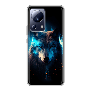 Силиконовый чехол на Xiaomi 13 Lite с принтом Волк ночной Силиконовый чехол на Xiaomi 13 Lite с принтом Волк ночной