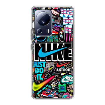 Силиконовый чехол на Xiaomi 13 Lite с принтом найк nike черный