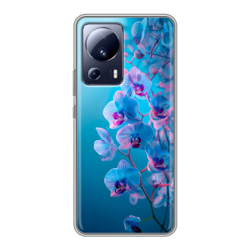 Силиконовый чехол на Xiaomi 13 Lite с принтом голубые орхидеи