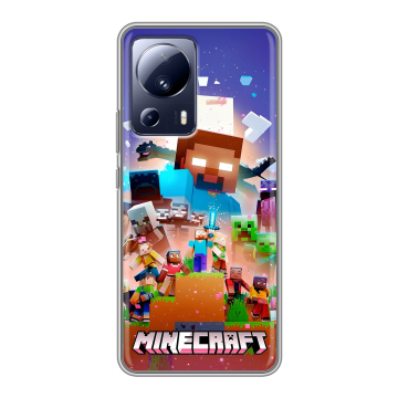 Силиконовый чехол на Xiaomi 13 Lite с принтом Майнкрафт Minecraft