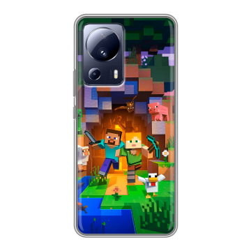 Силиконовый чехол на Xiaomi 13 Lite с принтом Майнкрафт Minecraft