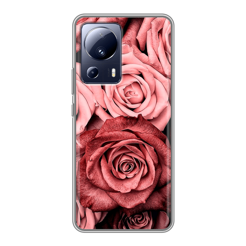 Силиконовый чехол на Xiaomi 13 Lite с принтом Цветы розы Силиконовый чехол на Xiaomi 13 Lite с принтом Цветы розы