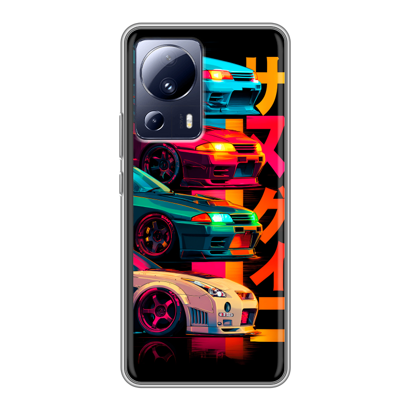 Силиконовый чехол на Xiaomi 13 Lite с принтом Гоночные машины Силиконовый чехол на Xiaomi 13 Lite с принтом Гоночные машины