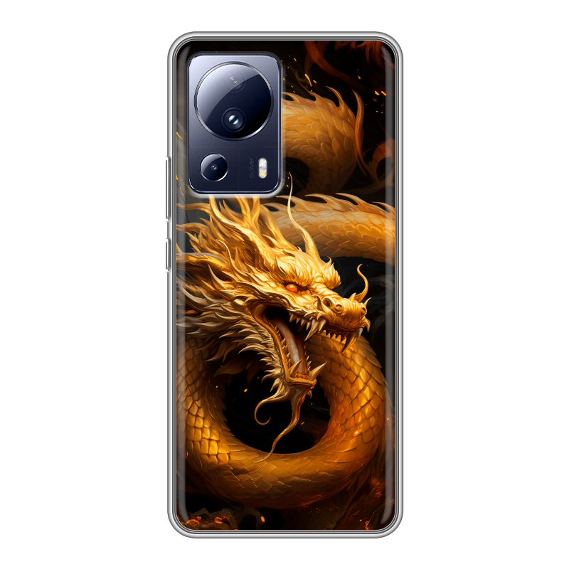 Силиконовый чехол на Xiaomi 13 Lite с принтом Золотой дракон Силиконовый чехол на Xiaomi 13 Lite с принтом Золотой дракон