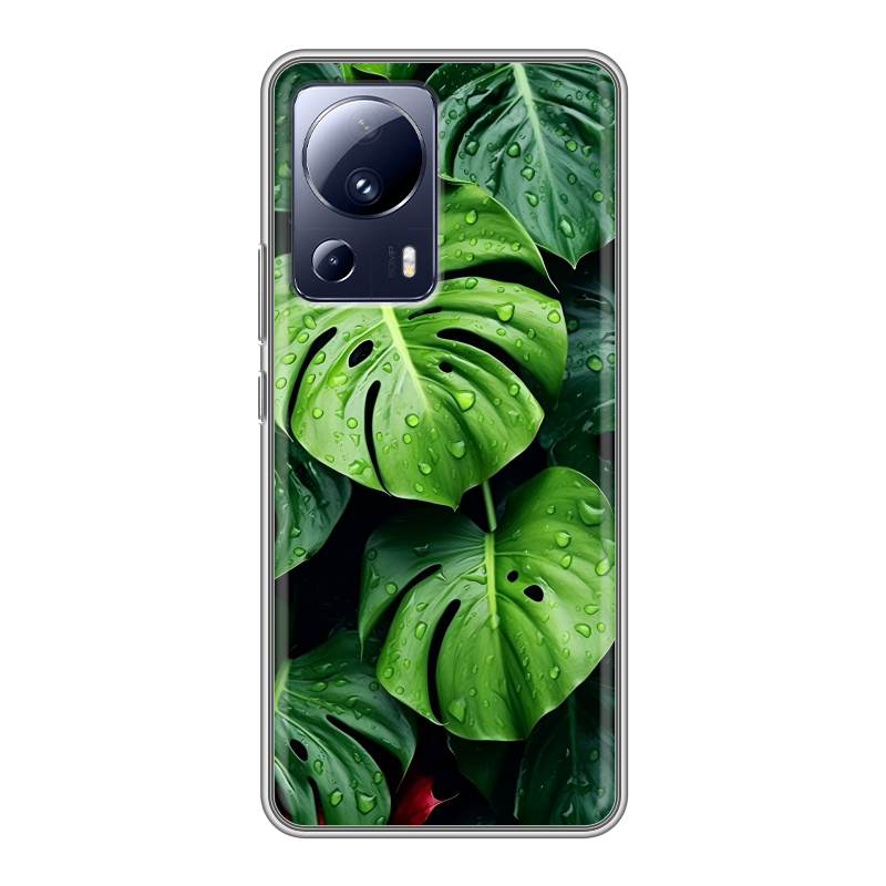 Силиконовый чехол на Xiaomi 13 Lite с принтом Листья Силиконовый чехол на Xiaomi 13 Lite с принтом Листья