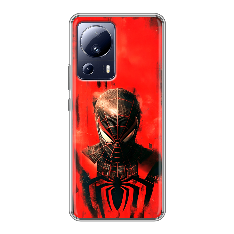 Силиконовый чехол на Xiaomi 13 Lite с принтом человек паук spiderman Силиконовый чехол на Xiaomi 13 Lite с принтом человек паук spiderman