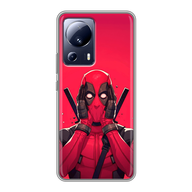 Силиконовый противоударный чехол на Xiaomi 13 Lite с принтом Дедпул Deadpool Силиконовый противоударный чехол на Xiaomi 13 Lite с принтом Дедпул Deadpool