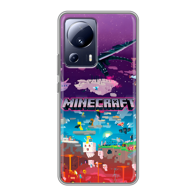 Силиконовый противоударный чехол на Xiaomi 13 Lite с принтом Майнкрафт Minecraft Силиконовый противоударный чехол на Xiaomi 13 Lite с принтом Майнкрафт Minecraft