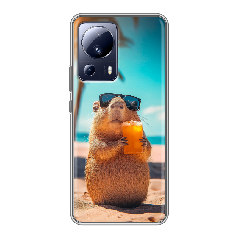 Силиконовый чехол на Xiaomi 13 Lite с принтом Капибара Силиконовый чехол на Xiaomi 13 Lite с принтом Капибара