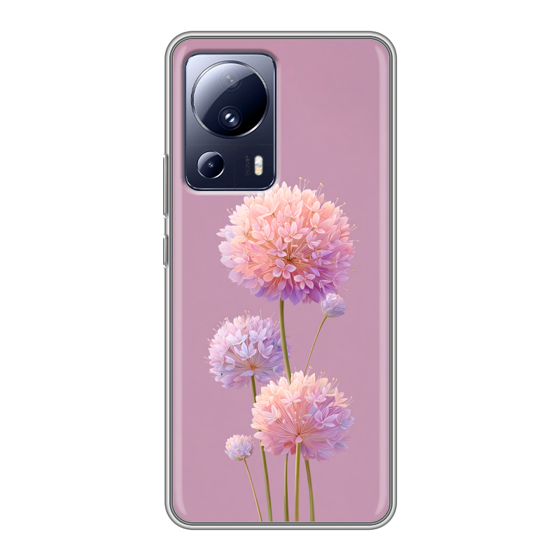 Силиконовый противоударный чехол на Xiaomi 13 Lite с принтом Цветы Силиконовый противоударный чехол на Xiaomi 13 Lite с принтом Цветы