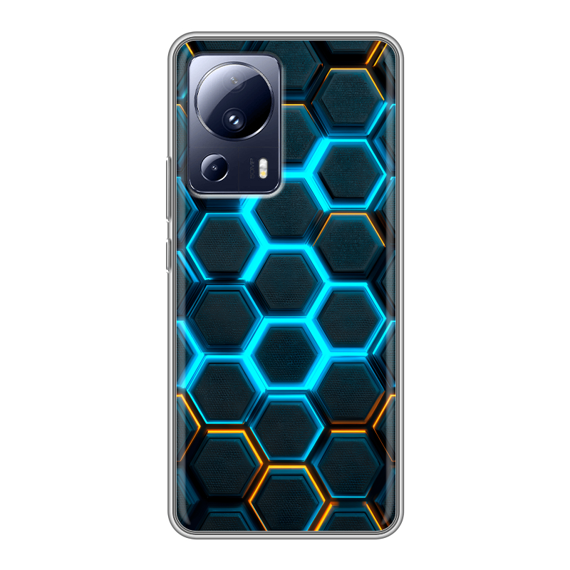 Силиконовый противоударный чехол на Xiaomi 13 Lite с принтом Неоновые соты Силиконовый противоударный чехол на Xiaomi 13 Lite с принтом Неоновые соты