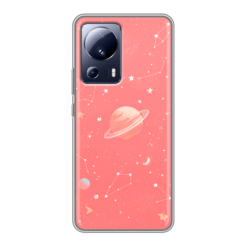 Силиконовый чехол на Xiaomi 13 Lite с принтом Розовый космос Силиконовый чехол на Xiaomi 13 Lite с принтом Розовый космос