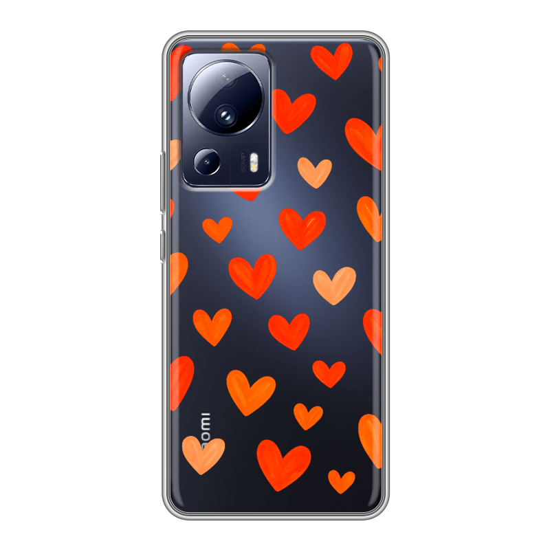 Силиконовый чехол на Xiaomi 13 Lite с принтом Сердечки Силиконовый чехол на Xiaomi 13 Lite с принтом Сердечки