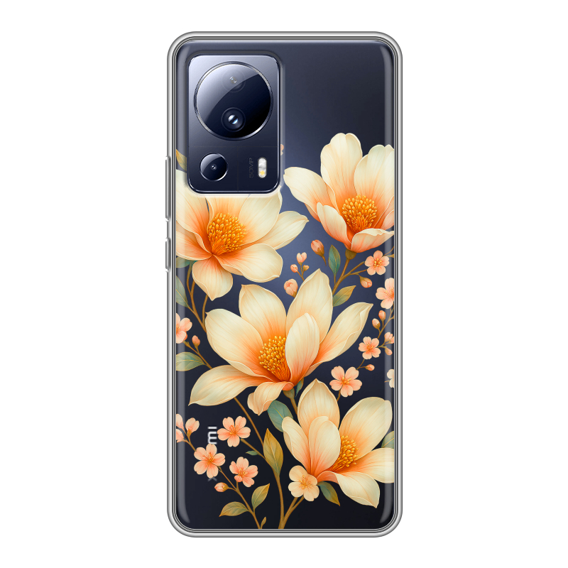 Силиконовый противоударный чехол на Xiaomi 13 Lite с принтом Цветы Силиконовый противоударный чехол на Xiaomi 13 Lite с принтом Цветы